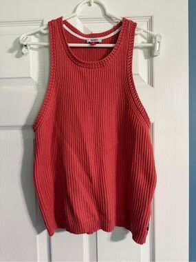 Tommy Hilfiger Coral-Red Ribbed Knit Tank